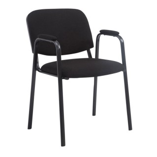 Silla de confidente MOBY CON BRAZOS, patas negras, color negro