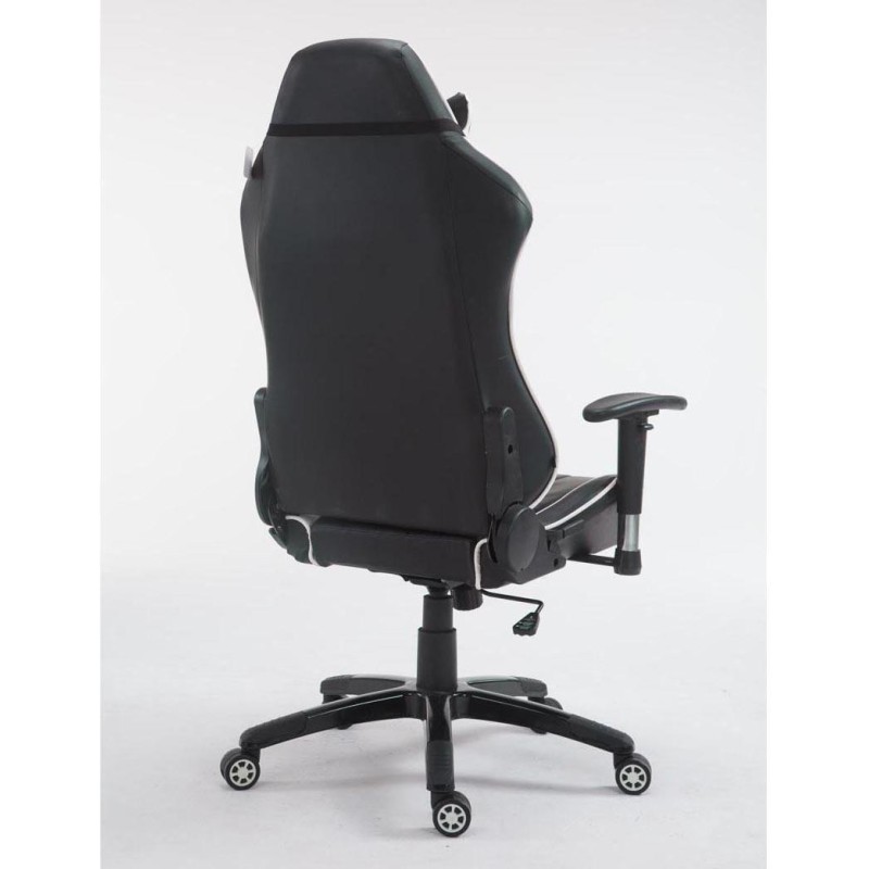 Silla gaming TURBO, reclinable, con cojines, en piel color negro/blanco