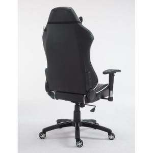 Silla gaming TURBO, reclinable, con cojines, en piel color negro/blanco