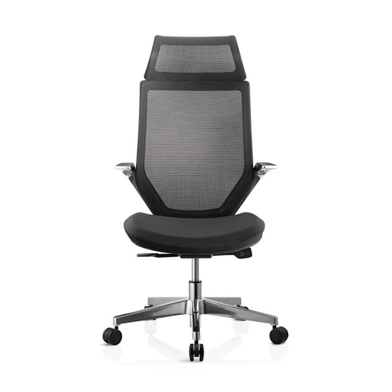  Sillón de diseño FLORIAN PRO, en aluminio cromado, color negro