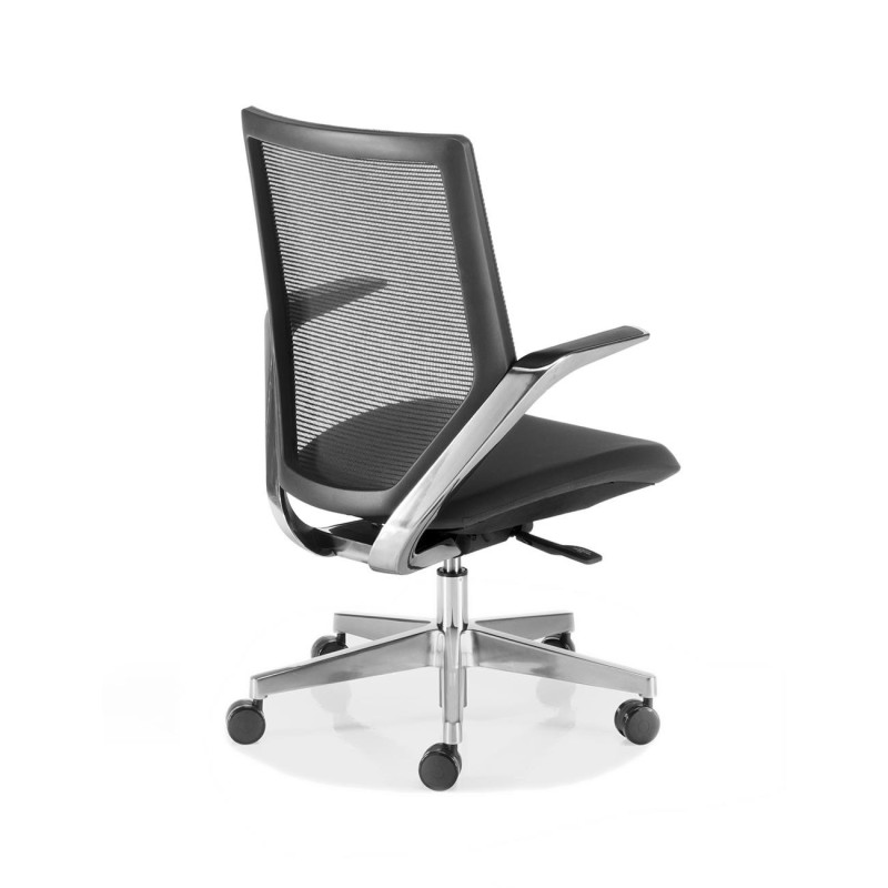 Sillón de diseño FLORIAN, en aluminio cromado, color negro