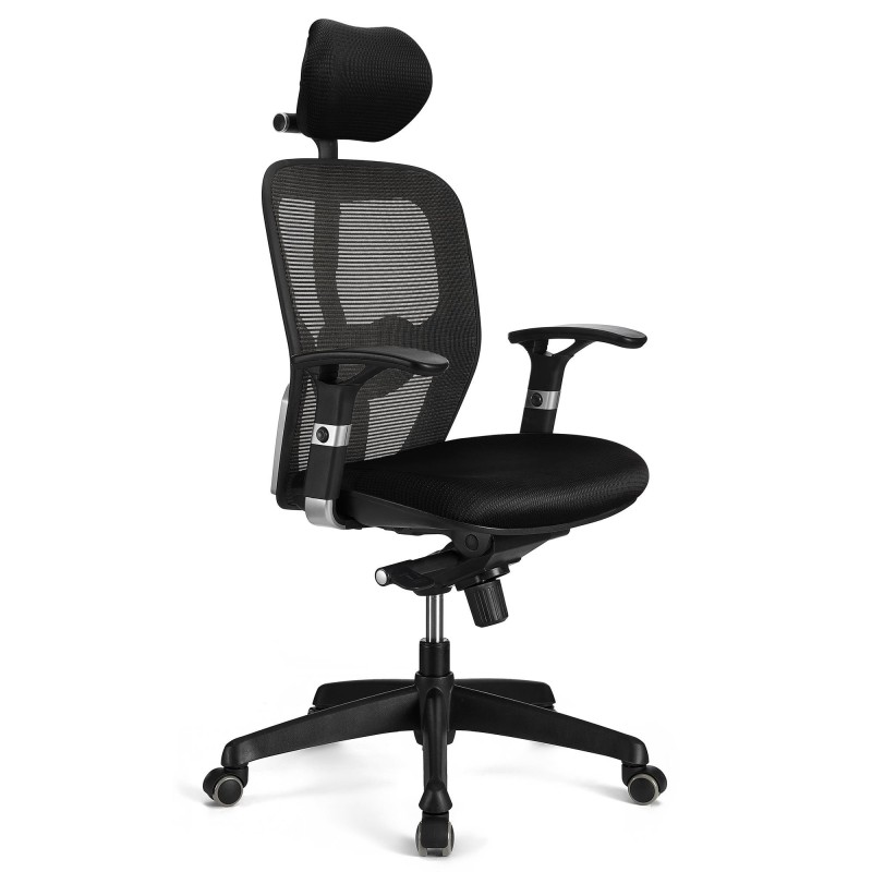 Silla ergonómica FELIX PRO, soporte lumbar, en negro