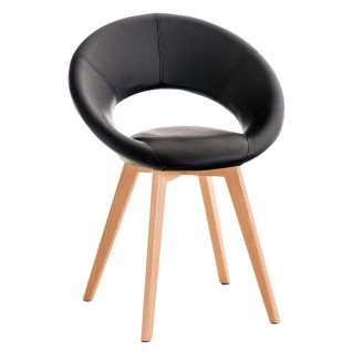Silla de confidente TIMY, diseño exclusivo, gran acolchado en piel negra
