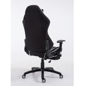 Silla gaming TURBO TELA con reposapiés, reclinable, con cojines, en color negro/blanco