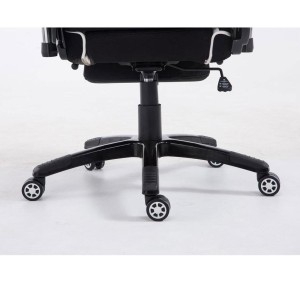Silla gaming TURBO TELA con reposapiés, reclinable, con cojines, en color negro/blanco