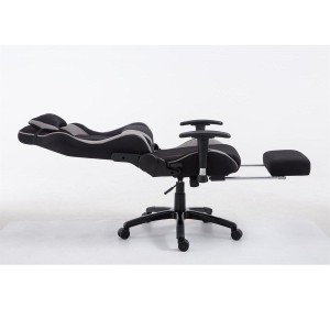 Silla gaming TURBO TELA con reposapiés, reclinable, con cojines, en color negro/blanco
