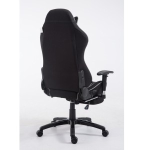 Silla gaming TURBO TELA con reposapiés, reclinable, con cojines, en color negro/blanco