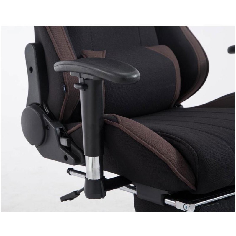 Silla gaming TURBO TELA con reposapiés, reclinable, con cojines, en color negro/blanco