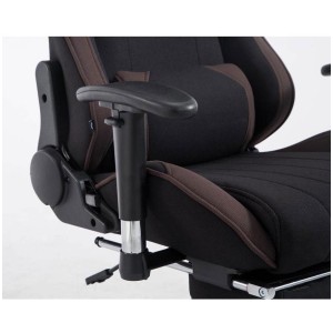 Silla gaming TURBO TELA con reposapiés, reclinable, con cojines, en color negro/blanco