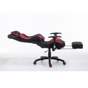 Silla gaming TURBO TELA con reposapiés, reclinable, con cojines, en color negro/blanco