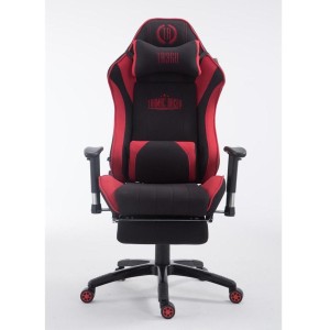 Silla gaming TURBO TELA con reposapiés, reclinable, con cojines, en color negro/blanco