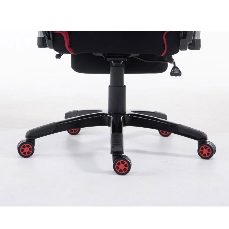 Silla gaming TURBO TELA con reposapiés, reclinable, con cojines, en color negro/blanco