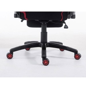 Silla gaming TURBO TELA con reposapiés, reclinable, con cojines, en color negro/blanco