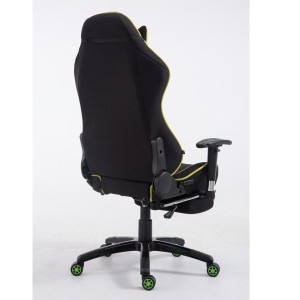 Silla gaming TURBO TELA con reposapiés, reclinable, con cojines, en color negro/blanco