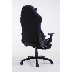 Silla gaming TURBO TELA con reposapiés, reclinable, con cojines, en color negro/blanco