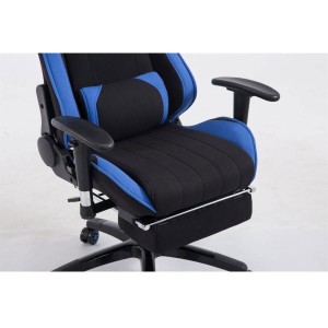 Silla gaming TURBO TELA con reposapiés, reclinable, con cojines, en color negro/blanco