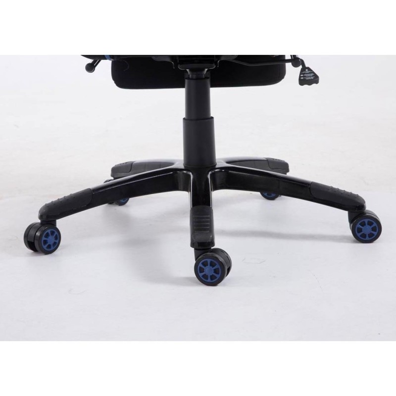 Silla gaming TURBO TELA con reposapiés, reclinable, con cojines, en color negro/blanco