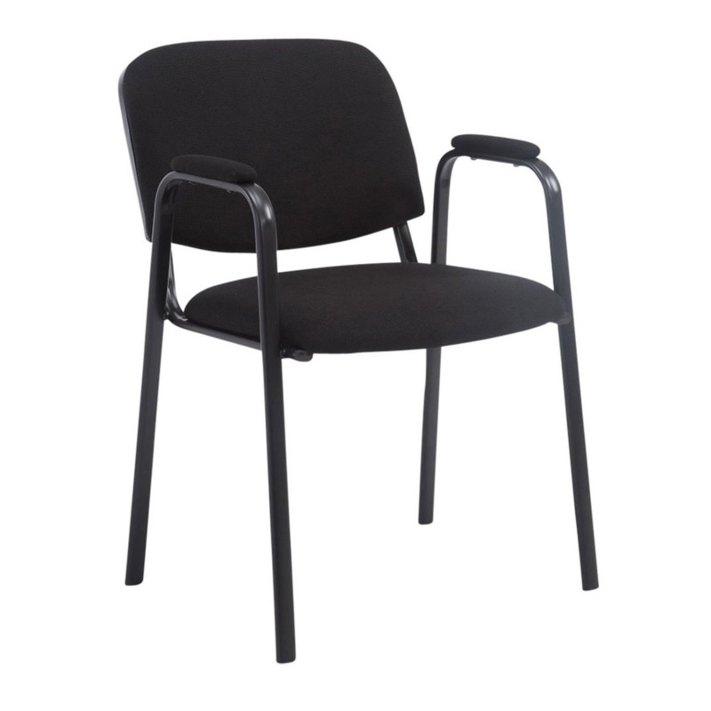 Silla de confidente MOBY CON BRAZOS, patas negras, color negro