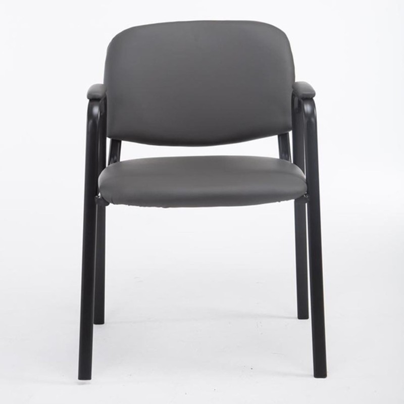 Silla de confidente MOBY PIEL CON BRAZOS, patas negras, color negro