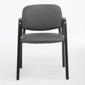 Silla de confidente MOBY PIEL CON BRAZOS, patas negras, color negro