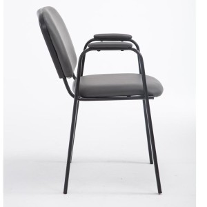 Silla de confidente MOBY PIEL CON BRAZOS, patas negras, color negro