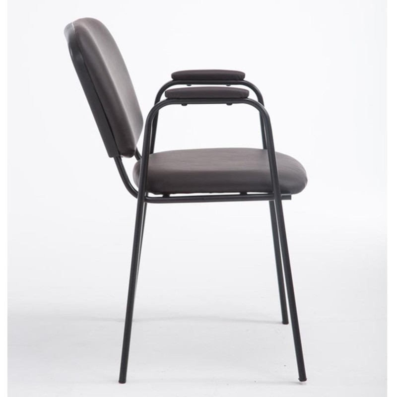 Silla de confidente MOBY PIEL CON BRAZOS, patas negras, color negro