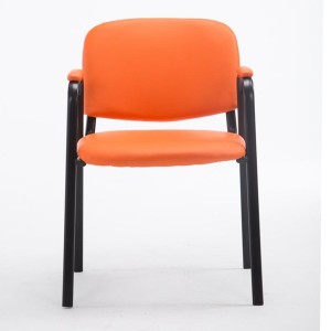 Silla de confidente MOBY PIEL CON BRAZOS, patas negras, color negro