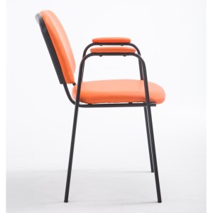 Silla de confidente MOBY PIEL CON BRAZOS, patas negras, color negro