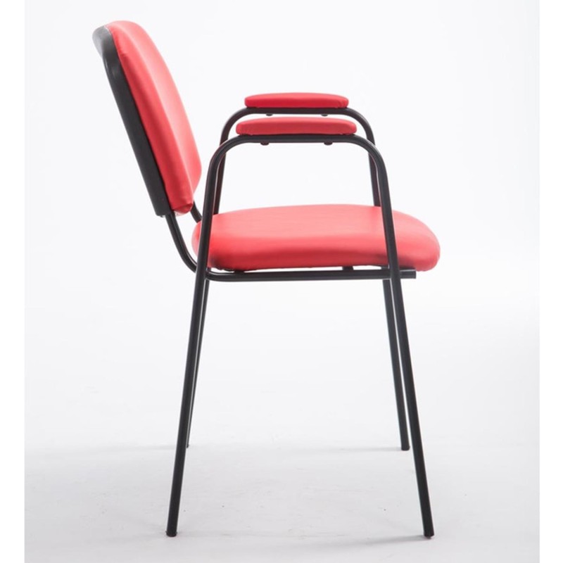 Silla de confidente MOBY PIEL CON BRAZOS, patas negras, color negro