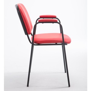 Silla de confidente MOBY PIEL CON BRAZOS, patas negras, color negro