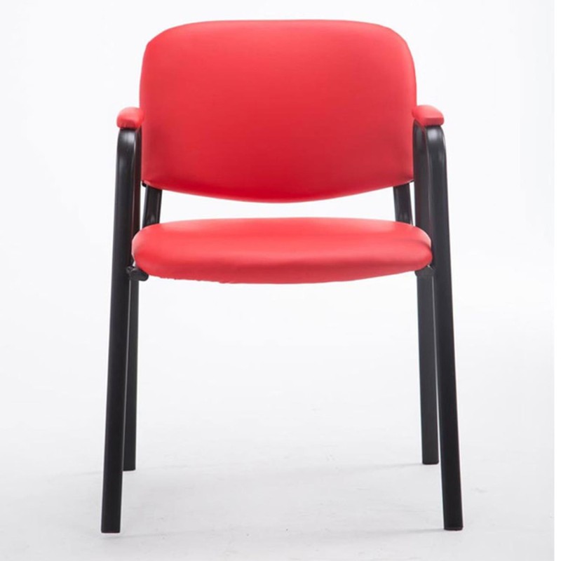 Silla de confidente MOBY PIEL CON BRAZOS, patas negras, color negro