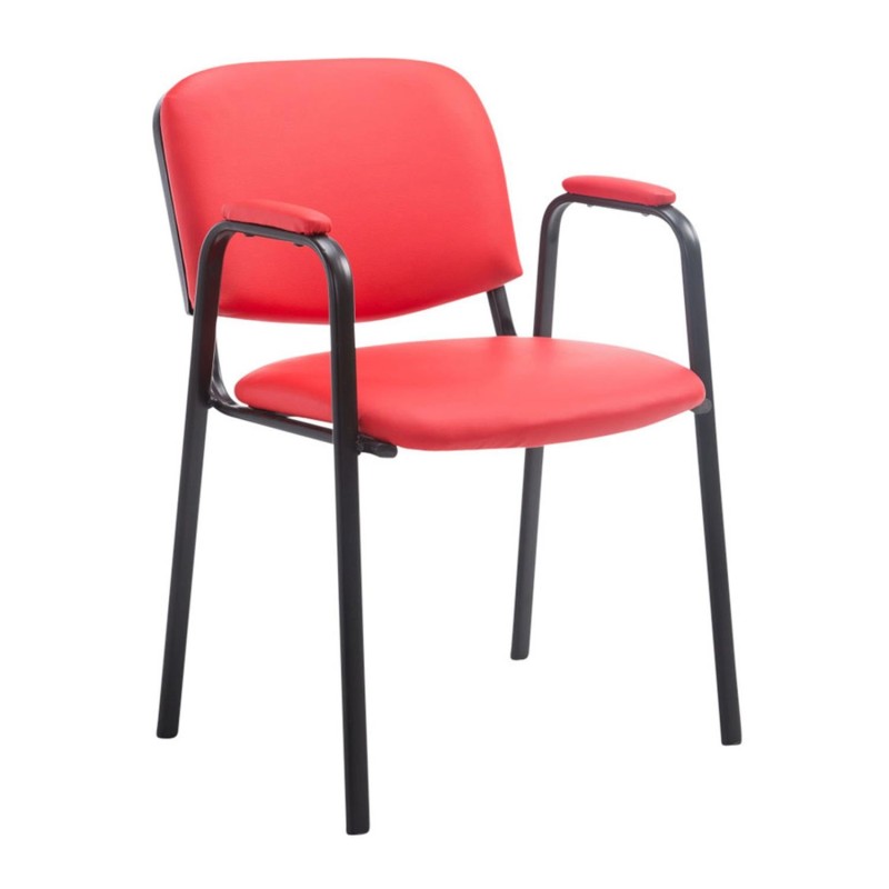 Silla de confidente MOBY PIEL CON BRAZOS, patas negras, color negro