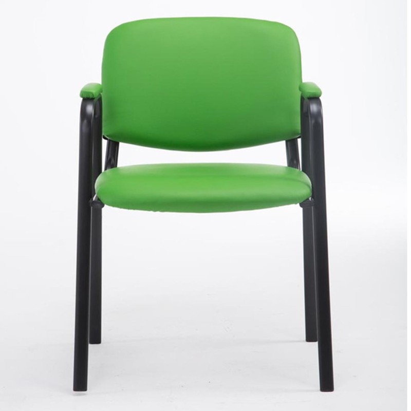 Silla de confidente MOBY PIEL CON BRAZOS, patas negras, color negro