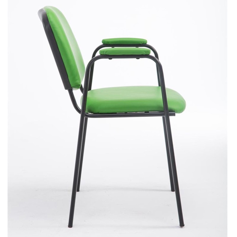 Silla de confidente MOBY PIEL CON BRAZOS, patas negras, color negro