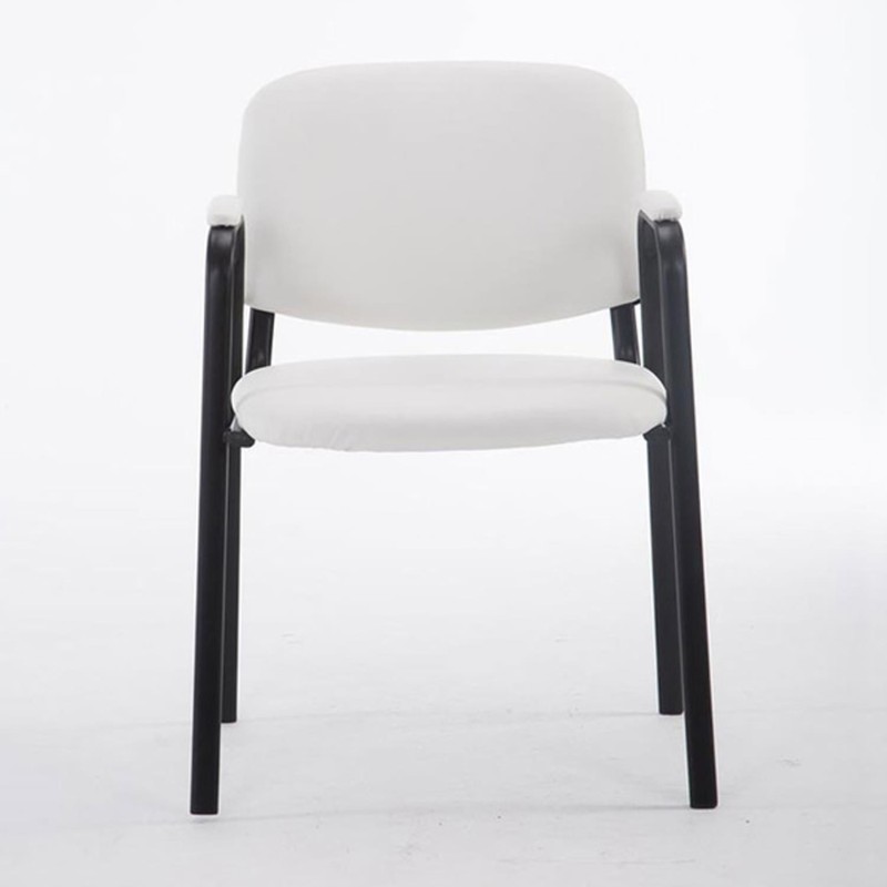 Silla de confidente MOBY PIEL CON BRAZOS, patas negras, color negro