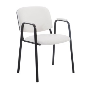 Silla de confidente MOBY PIEL CON BRAZOS, patas negras, color negro