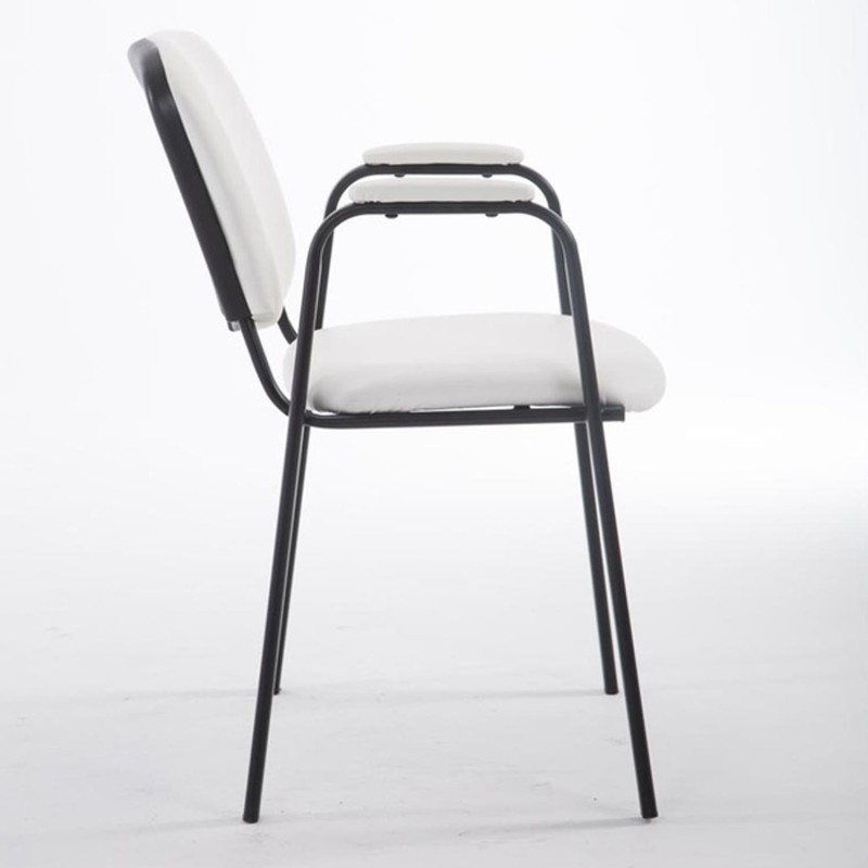 Silla de confidente MOBY PIEL CON BRAZOS, patas negras, color negro