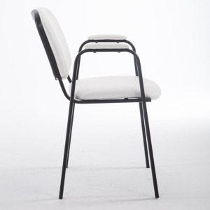 Silla de confidente MOBY PIEL CON BRAZOS, patas negras, color negro