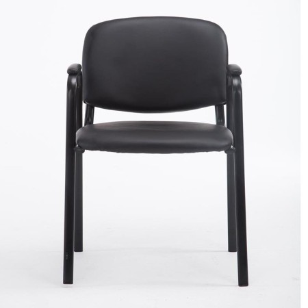 Silla de confidente MOBY PIEL CON BRAZOS, patas negras, color negro 2