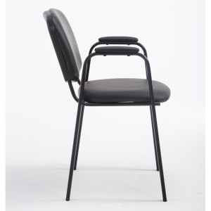 Silla de confidente MOBY PIEL CON BRAZOS, patas negras, color negro