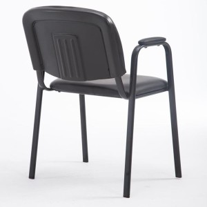 Silla de confidente MOBY PIEL CON BRAZOS, patas negras, color negro