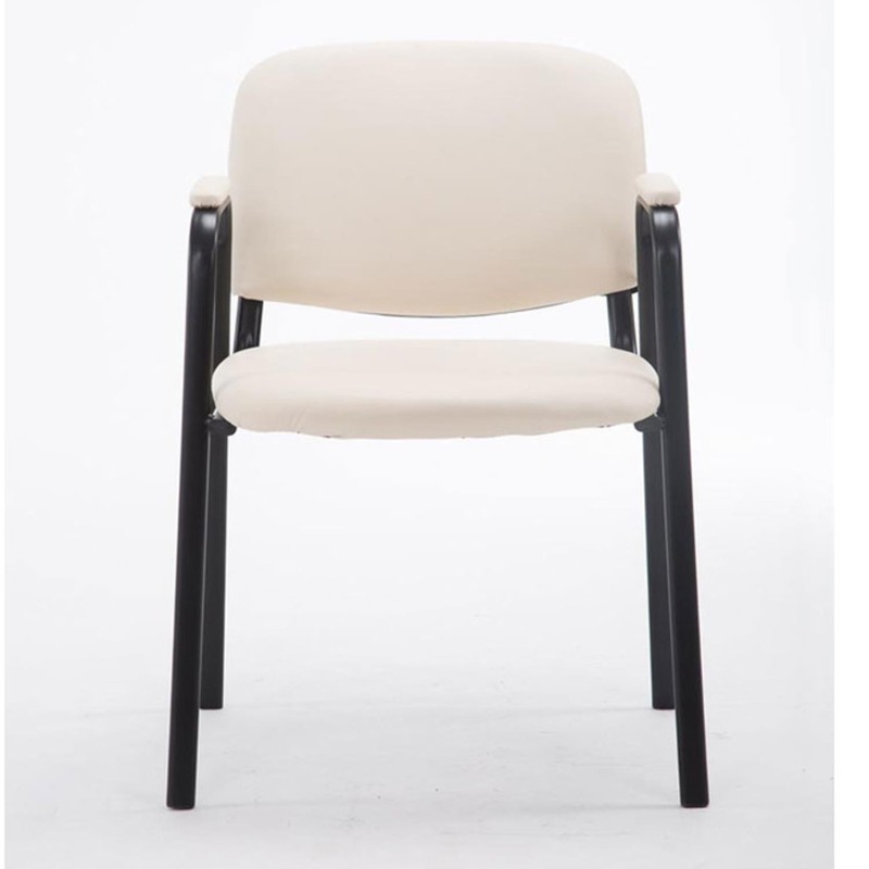 Silla de confidente MOBY PIEL CON BRAZOS, patas negras, color negro