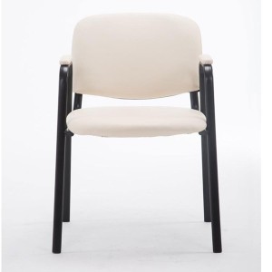 Silla de confidente MOBY PIEL CON BRAZOS, patas negras, color negro