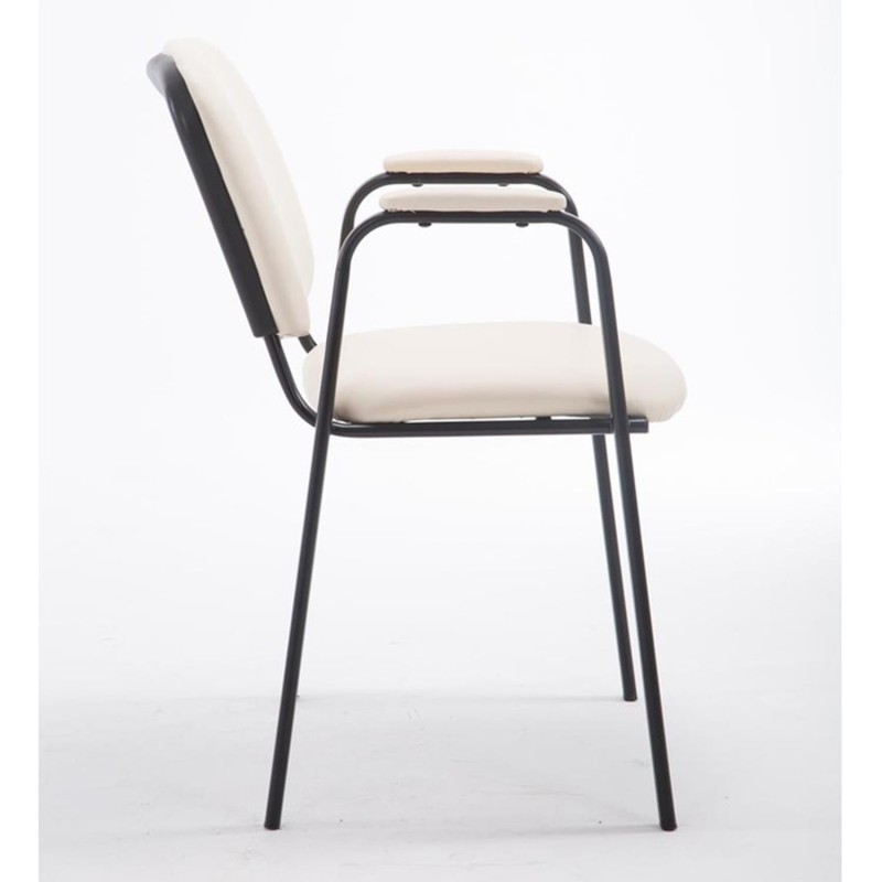 Silla de confidente MOBY PIEL CON BRAZOS, patas negras, color negro