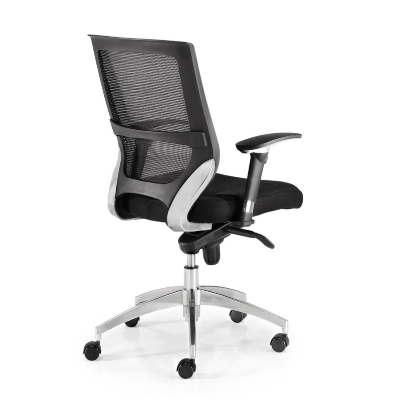 Silla de oficina HENRY, base aluminio, en negro