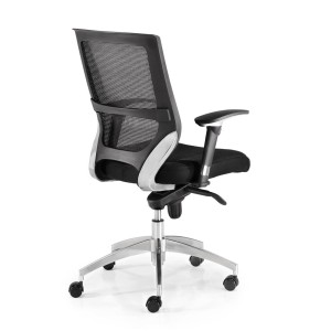 Silla de oficina HENRY, base aluminio, en negro