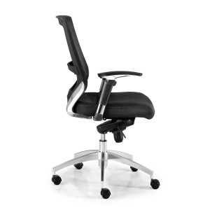 Silla de oficina HENRY, base aluminio, en negro