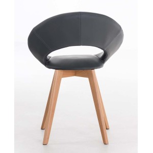 Silla de confidente TIMY, diseño exclusivo, gran acolchado en piel negra