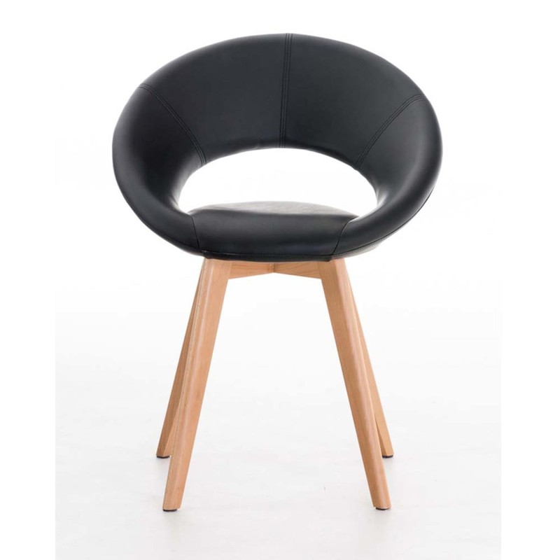 Silla de confidente TIMY, diseño exclusivo, gran acolchado en piel negra