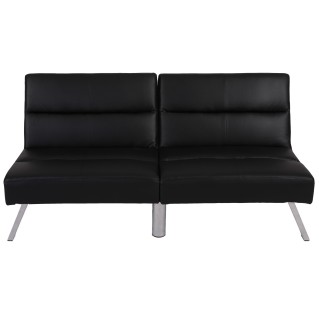 Sofá plegable de 3 plazas ROMEO, muy versátil y cómodo, en piel color negro